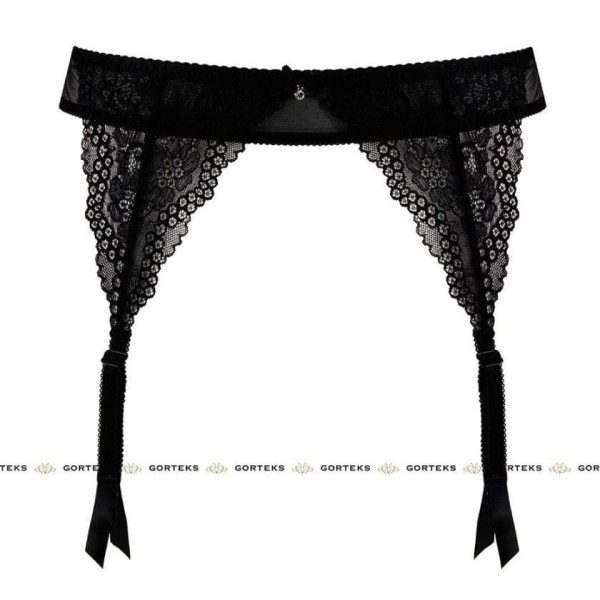 sexy sheer lace garter belt Floral Lace & Ribbon Bow Gorteks - Image 3