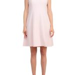 T Tahari Dress: Crepe Boat‑Neck with Banded Waist