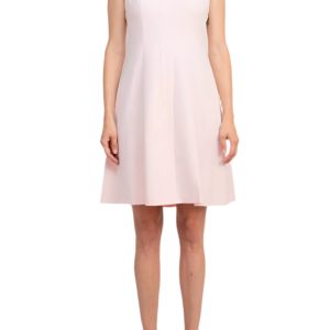 T Tahari Dress: Crepe Boat‑Neck with Banded Waist