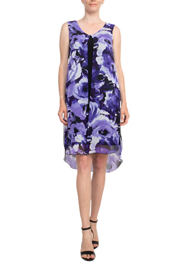Scoop Neck Sleeveless Dress Chiffon Overlay Stretch Comfort - Image 11