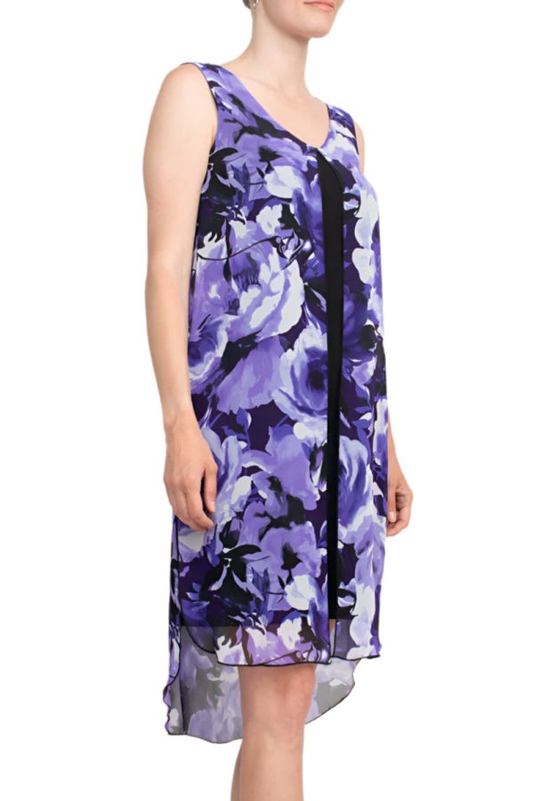Scoop Neck Sleeveless Dress Chiffon Overlay Stretch Comfort - Image 3