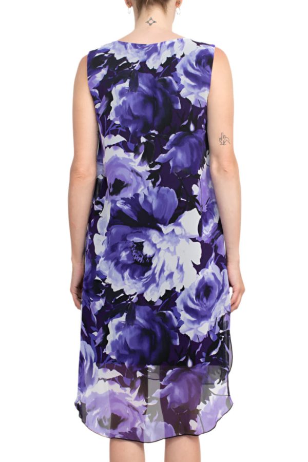 Scoop Neck Sleeveless Dress Chiffon Overlay Stretch Comfort - Image 4