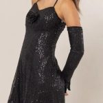 Sequin Rosette Halter: Sparkling Mini Dress by HYFVE