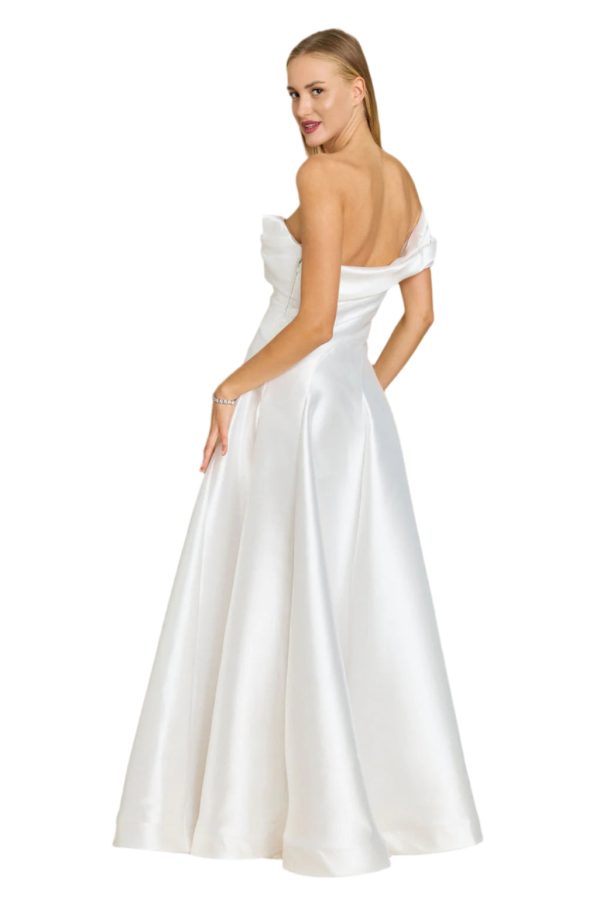 Full-Length Formal Ball Gown Dress – One-Shoulder Satin - Image 36