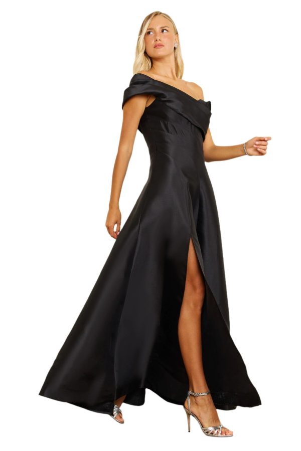 Full-Length Formal Ball Gown Dress – One-Shoulder Satin - Image 35