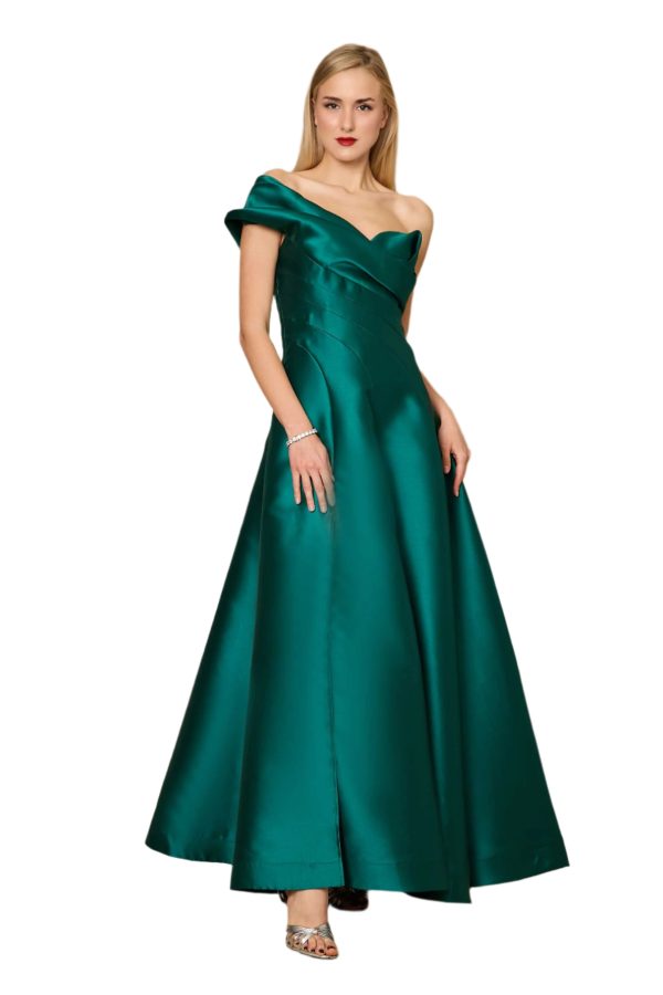 Full-Length Formal Ball Gown Dress – One-Shoulder Satin - Image 3