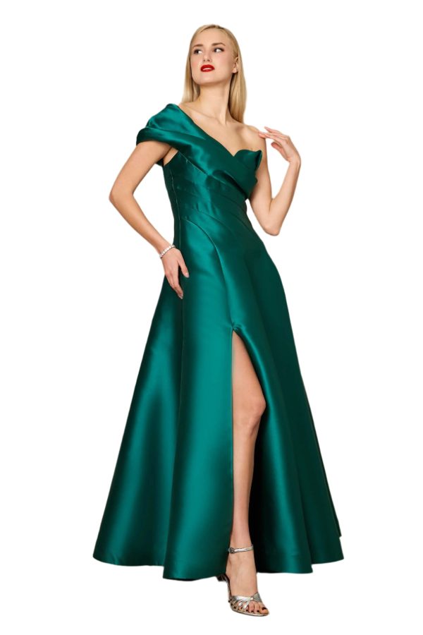 Full-Length Formal Ball Gown Dress – One-Shoulder Satin - Image 4