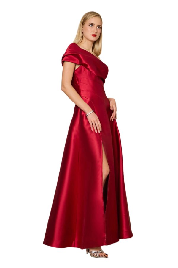 Full-Length Formal Ball Gown Dress – One-Shoulder Satin - Image 2
