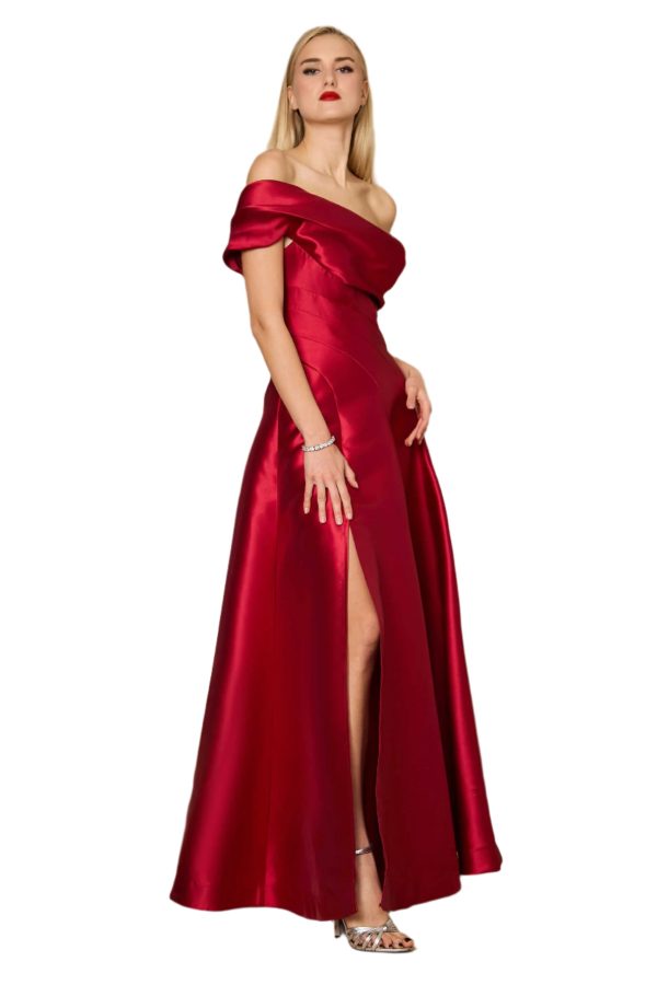Full-Length Formal Ball Gown Dress – One-Shoulder Satin - Image 10