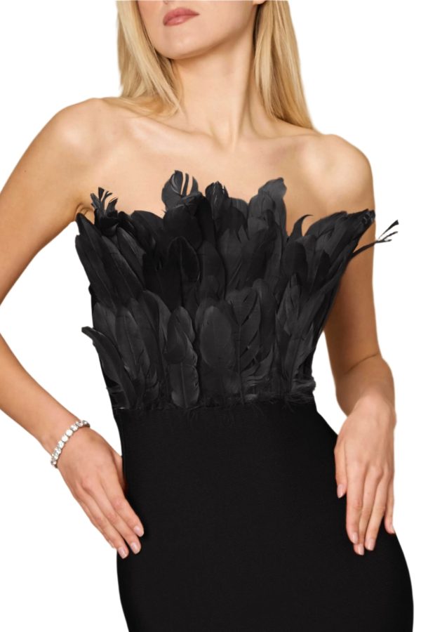 Bodycon Bandage Short‑Length Feather Dress – Contour & Detail - Image 2
