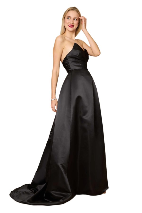 Full-Length Black Formal Gown Sweetheart Neckline & A-Line - Image 3
