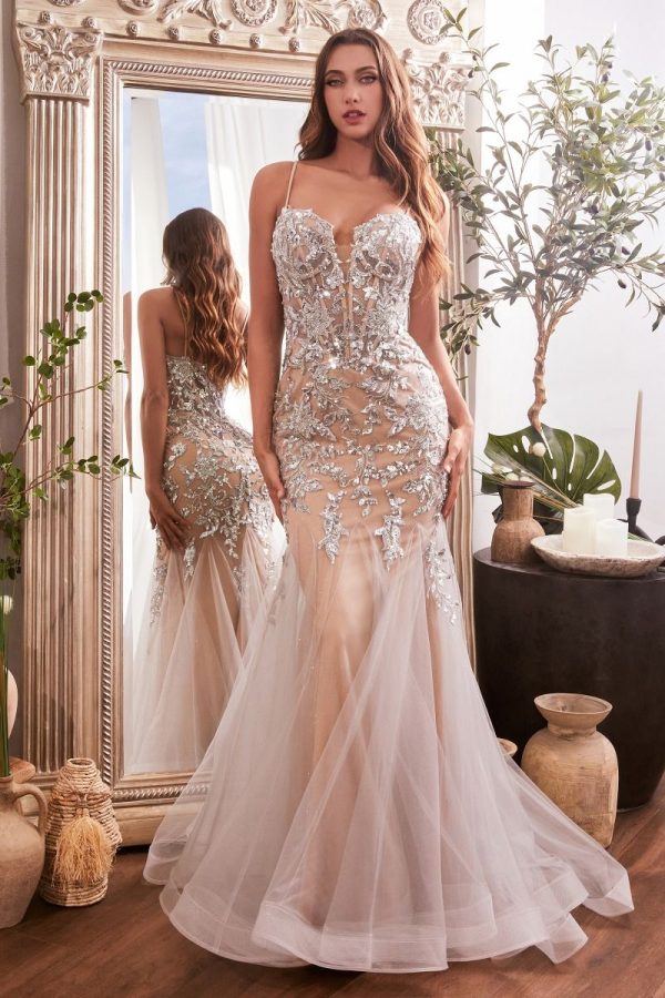 Sequin Mermaid Gown – Floral Sparkle for Party Nights