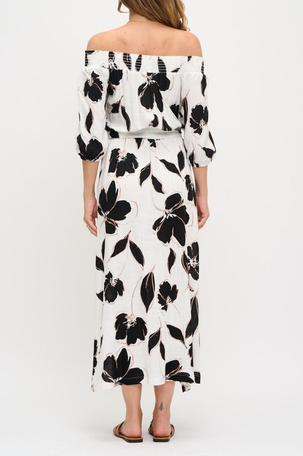 Floral Print Maxi Dress – USA Made, Tie Neckline, Rayon/Linen - Image 5