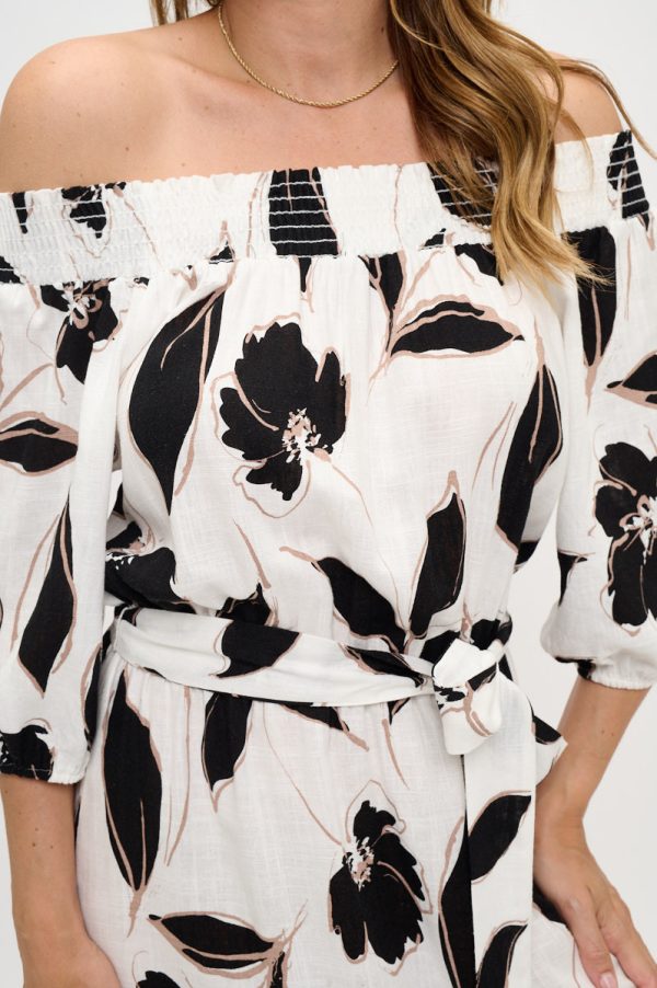 Floral Print Maxi Dress – USA Made, Tie Neckline, Rayon/Linen - Image 2