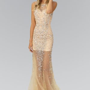 Sequin Embellished Long Dress – Jewel‑Studded Mermaid Glam