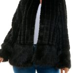 Nina Leonard Round Neckline Long Sleeves Shaggier Cuffs Hem Faux Fur Coat Jacket