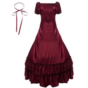 Ball Gowns Women Lolita Victorian Dress Retro Vintage Colonial Civil War Gothic Satin Evening Party Dresses