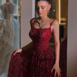 Lena Elegant Gown Lace Prom Dresses 2025 Luxury Dresses for Party Dresses Woman 2025 Beads Custom Made Robe De Cocktail Femme